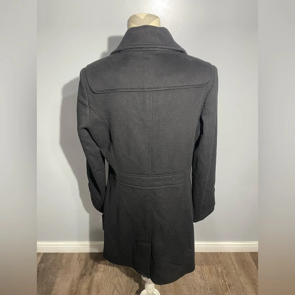 Tahari Black Pea Coat with Silver‎ Buttons